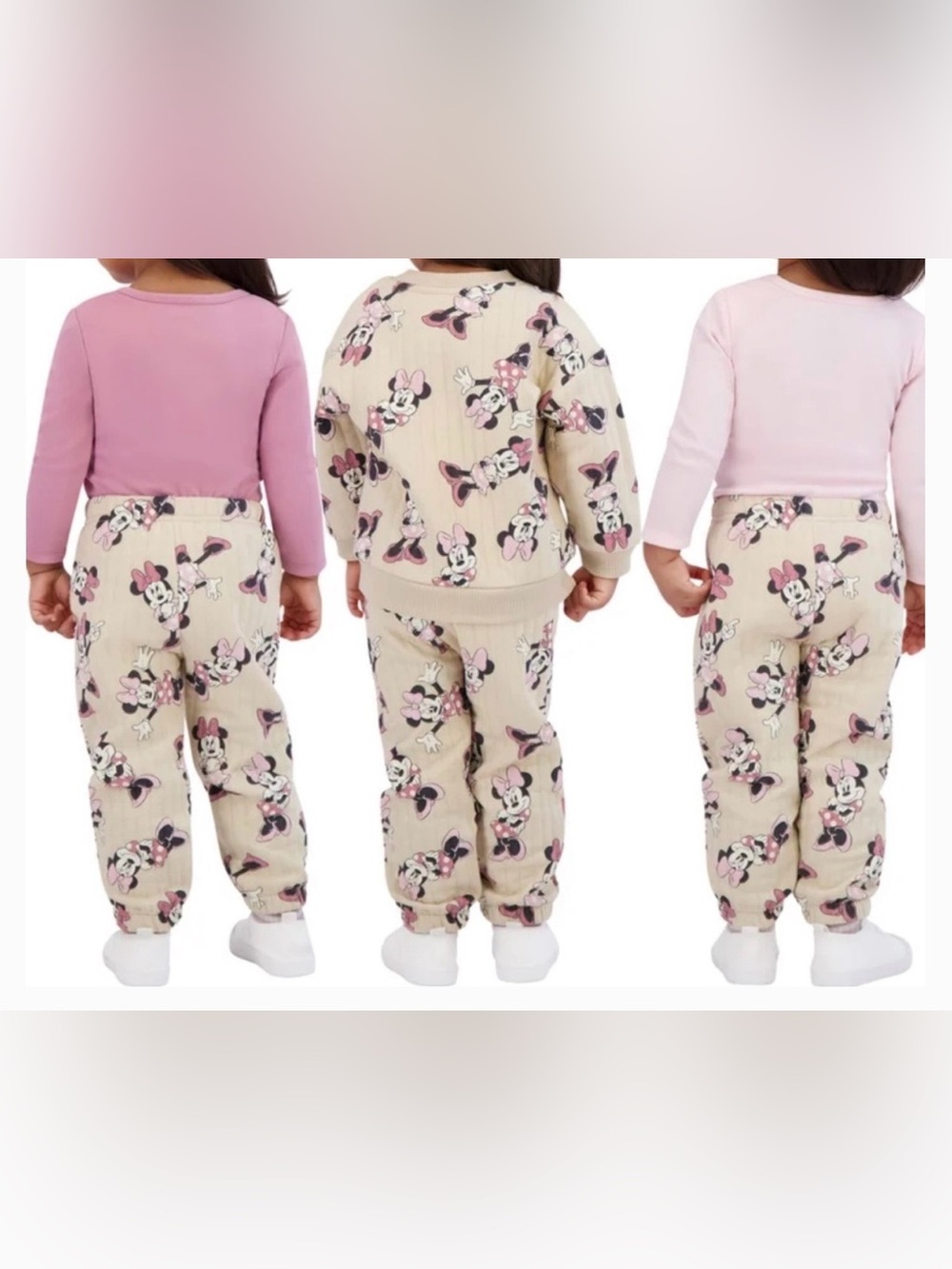 Disney Girls Minnie Mouse 4-Piece Pajama Set in Pink and Cream Size 18M - Picture 2 of 10